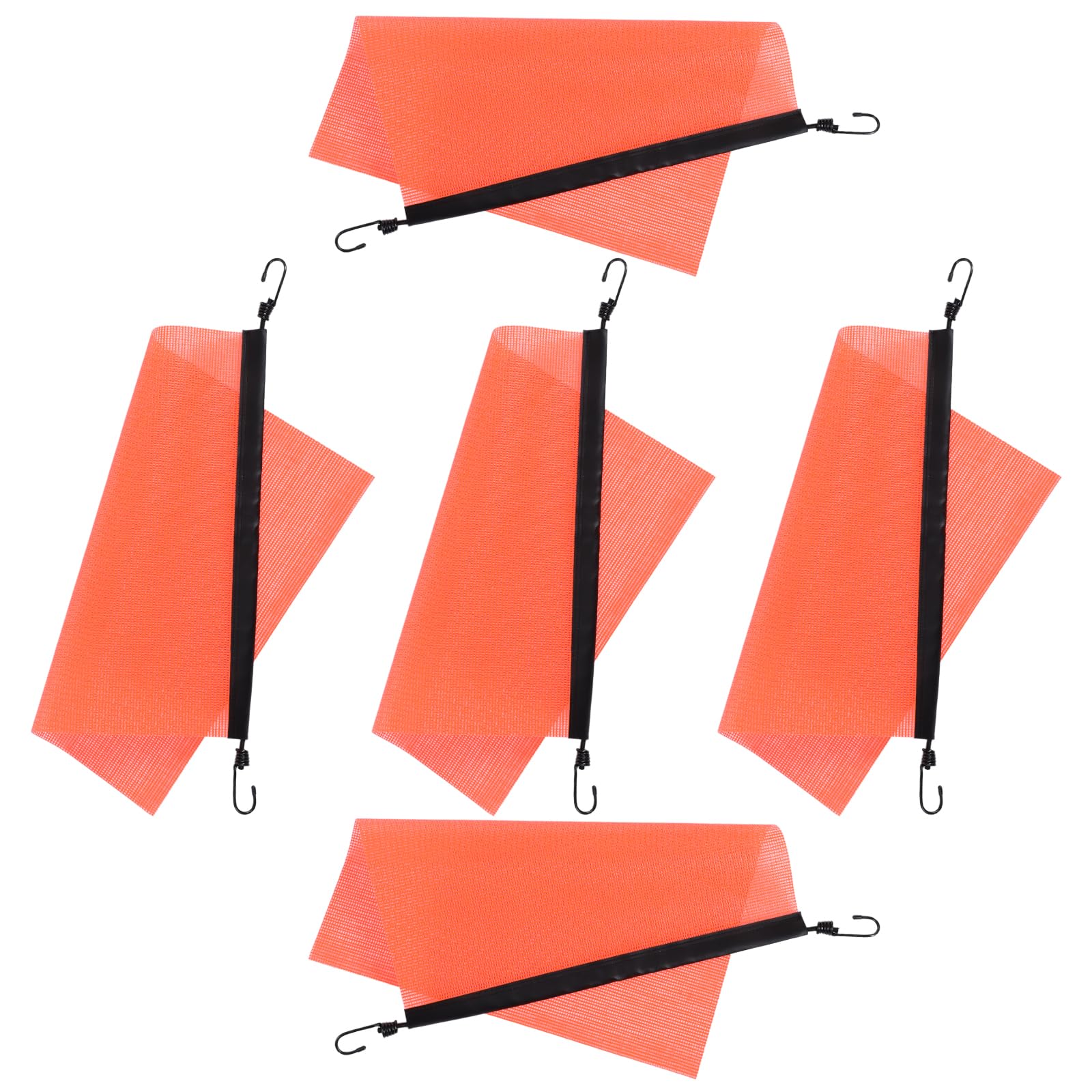 BETOOKY Bandera de Seguridad Naranja de Pvc con Ojales y Gancho, Resistente Abrasión y Fácil de Transportar para Carga y Rescate en Emergencias, Paquete de 5