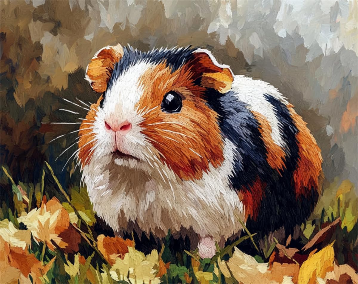Axiangzik C N.lanshan 11Ct Animal Diy Punch Needle Kit Artoon Guinea Pig Diy Stamped Embroidery Kit For Adults Beginners Rossstitch Projects Needlecrafts Handmade 30X40cm