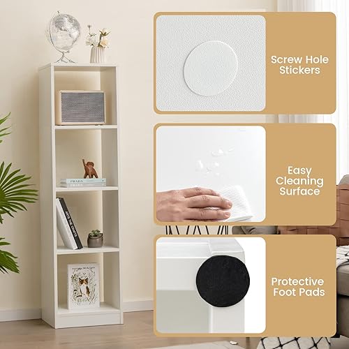 Miniatura 5 de LOKO Estantería vertical de 4 cubos, estantería independiente estrecha de 56 pulgadas de alto con accesorios anti-caída, organizador de