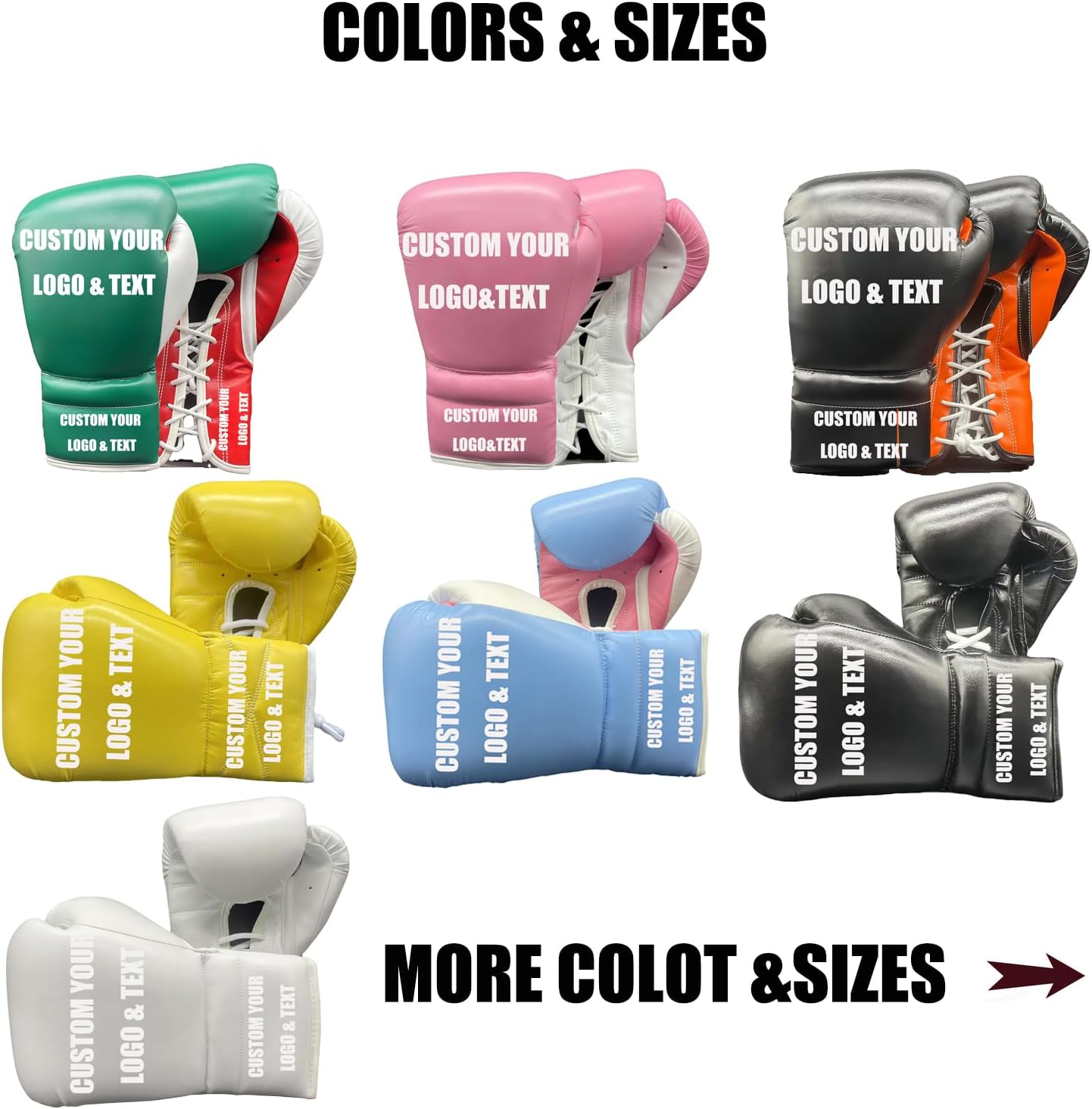 Custom Lace-Up Boxing Gloves, Traditional Professional Gloves for Training, Sparring, Competition and Heavy Punching Bags, Adult Men and Women, MMA, Kickboxing, Muay Thai