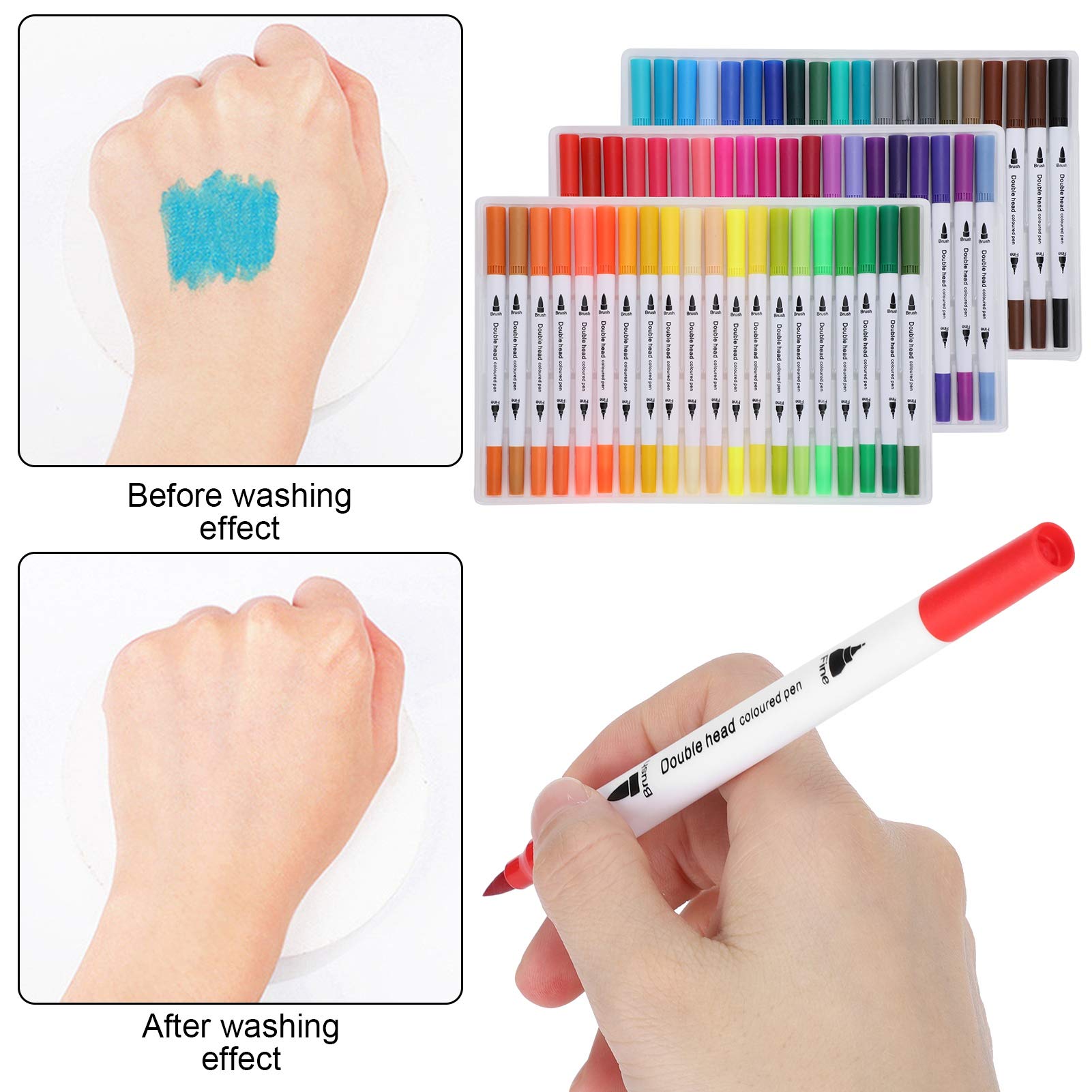 Markery akwarelowe w różnych kolorach Miękka końcówka FineLiner Podwójny pędzel Art Supplies (STBG-60色)