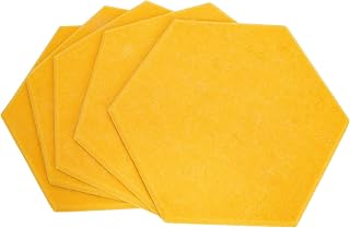5 Pcs Orange Self-Adhesive Acoustic Absorption Panels Soundproof Polyester Fiber Sound Dampening Pads for Ktv Studio Recording Room Home Theater and Classroom
