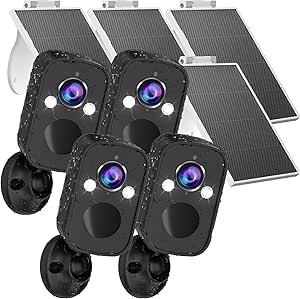 Rraycom Solar Security Cameras Wireless Outdoor 4Pc-Outdoor Cameras for Home Security, Home Camera with Motion Detection Alarm Floodlight Color Night Vision 2-Way Audio Waterproof, SD/Cloud asin的图片