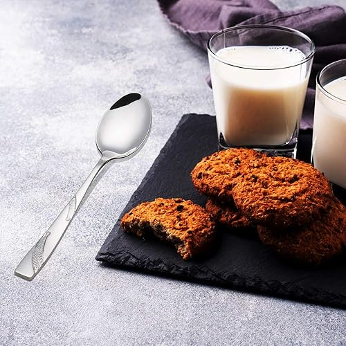 Miniatura 5 de Bringer Juego de 12 cucharas de postre, acero inoxidable, 6.6 pulgadas