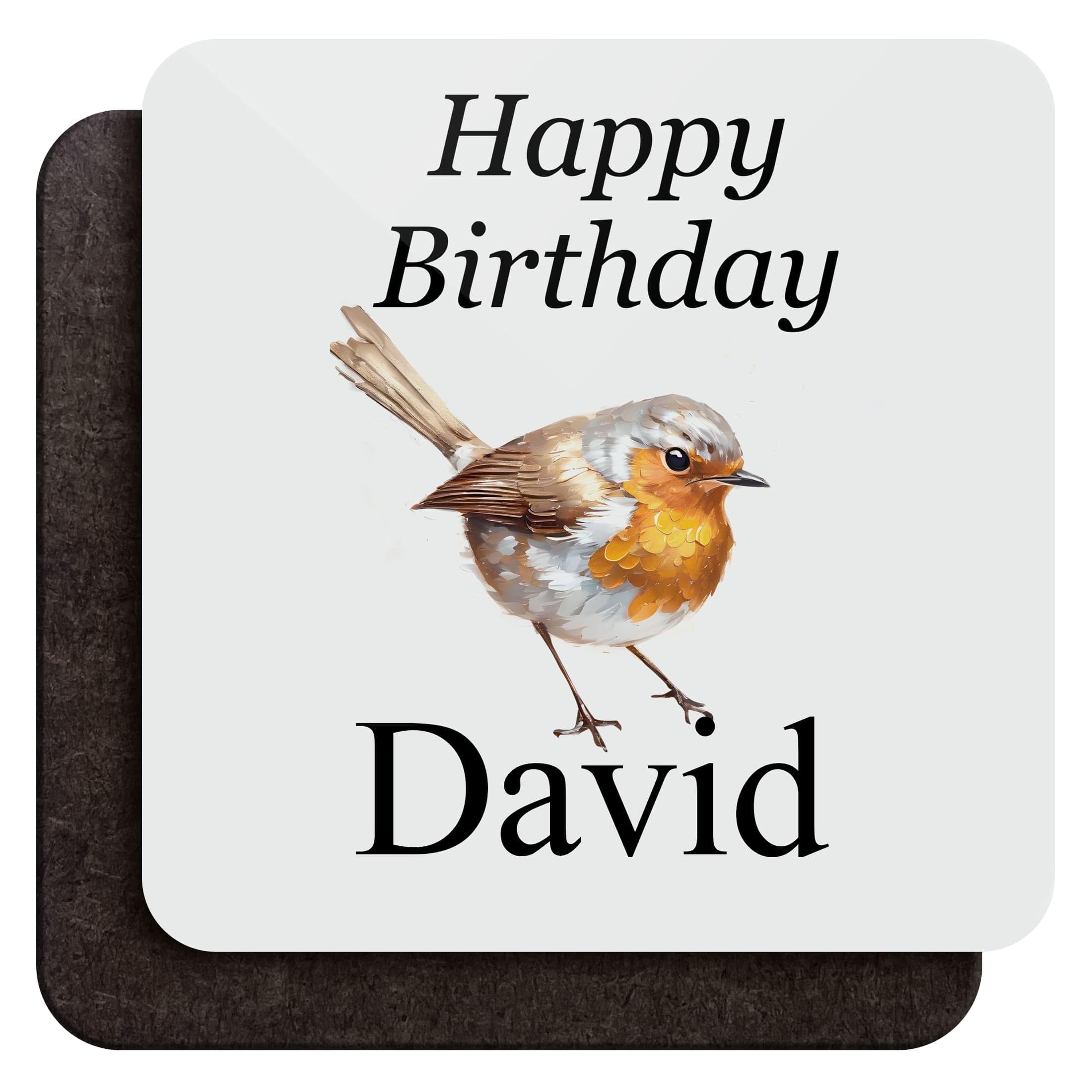 Generic Robin Birthday Coaster Gift, Personalised Name Bird Art 9cm Wood Coffee Drinks Mat (Custom Name), COAST100