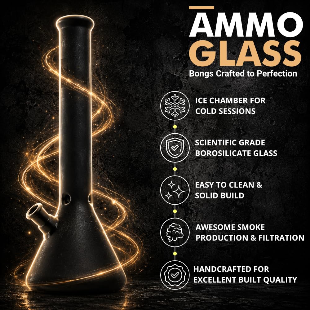 Ammo Glass® BONG Borosilicate Glass 12 inch Bong | Bongsmoke weed Glassbong | 300% Diffusion due to Special Down-Stem 1