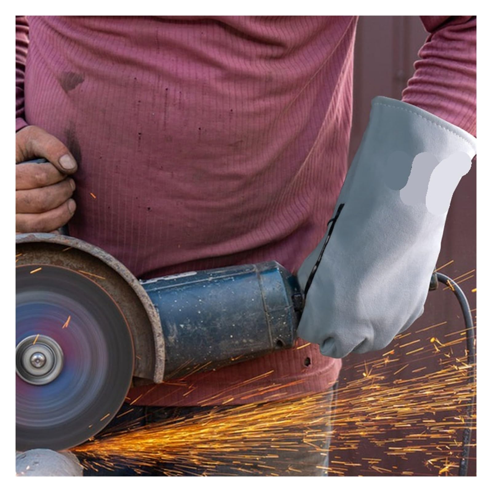 SchweißErhandschuhe Verlängerte Schweißhandschuhe, genäht mit feuerfestem Faden, hitzeisolierend, verbrühungsbeständig, hochtemperaturbeständig