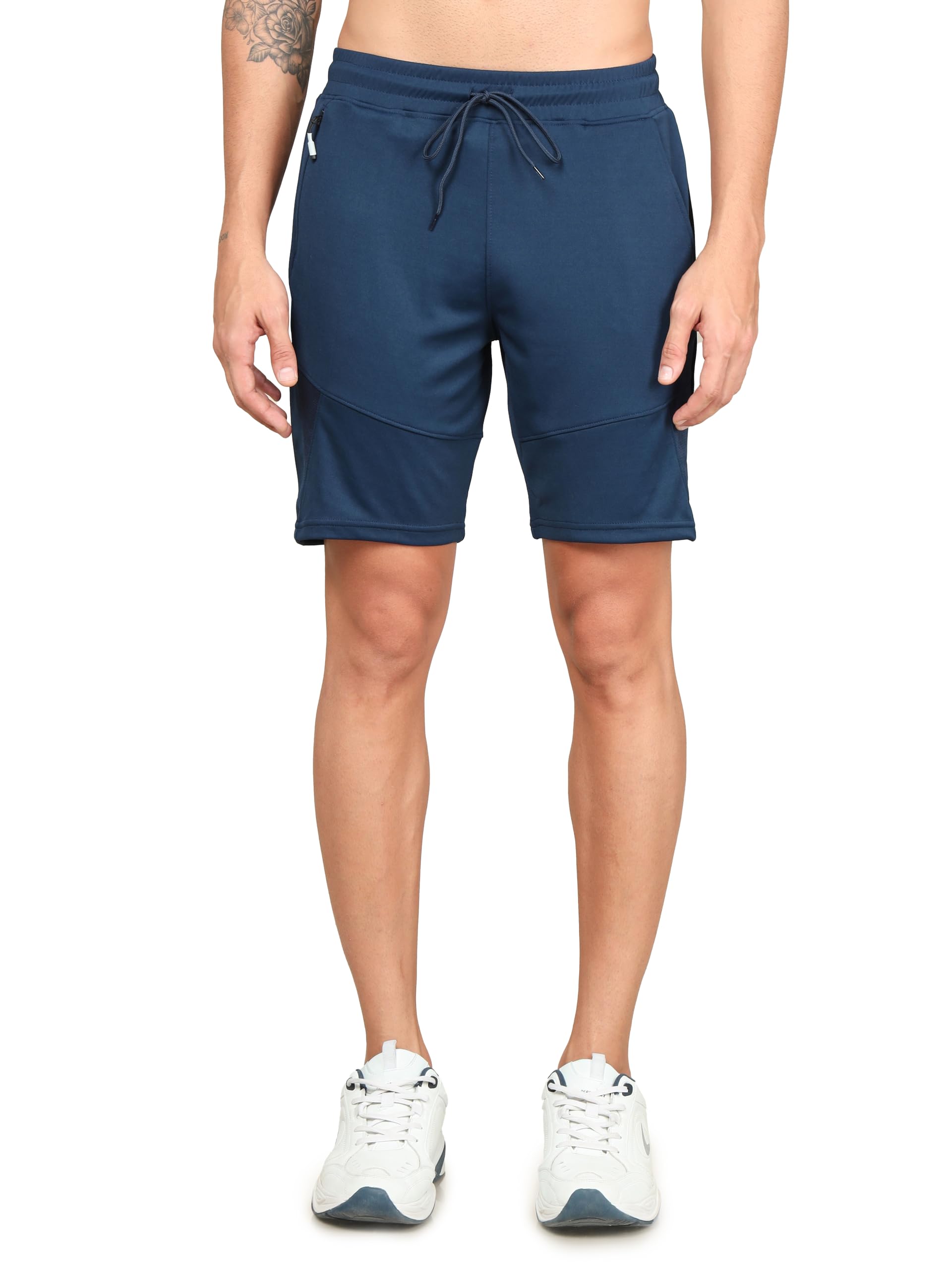 TECHNOSPORTMen's Solid Slim Fit Shorts for Running, Sports & Gym Workout with SPF50+, Antimicrobial and Quick Dry