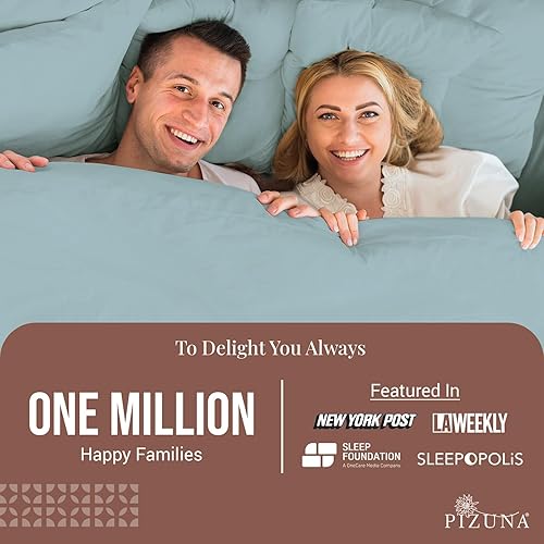 Miniatura 2 de Pizuna Juego de sábanas cortas de algodón de 400 hilos, tamaño King, 100% algodón de fibra larga, satén suave, se adapta a bolsillos de hasta 15