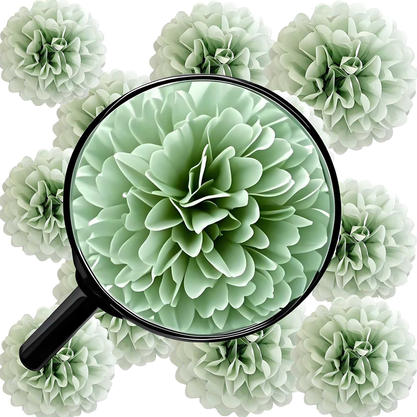 KUNYYI Sage Green Tissue Paper Pom Poms Flowers Balls 12 Pcs are Perfect for Party Celebrations or Any Green-Themed Event Decoration
