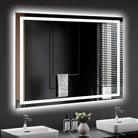LED Bathroom Mirror 32x36 Inch Anti Fog Bathroom Mirror with Lights Wall.