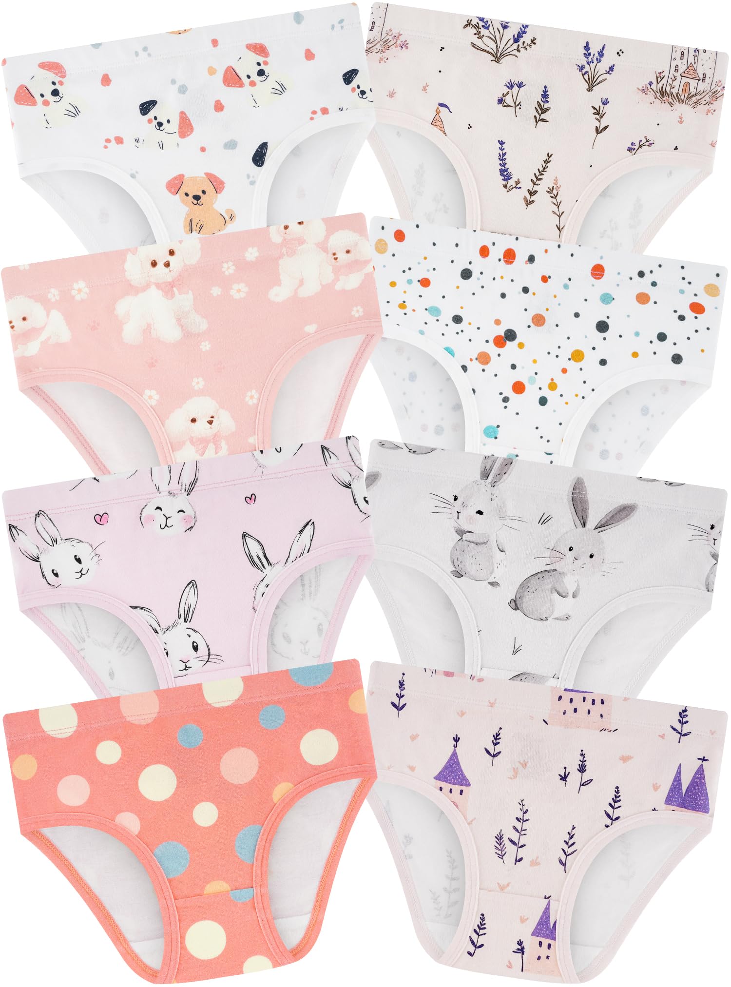 BliBliTaTa Mädchenunterwäsche,Weiche,Nahtlose Baumwoll-Unterhosen für Kleinkinder&Größere Kinder,Atmungsaktive Slips,8er-Pack