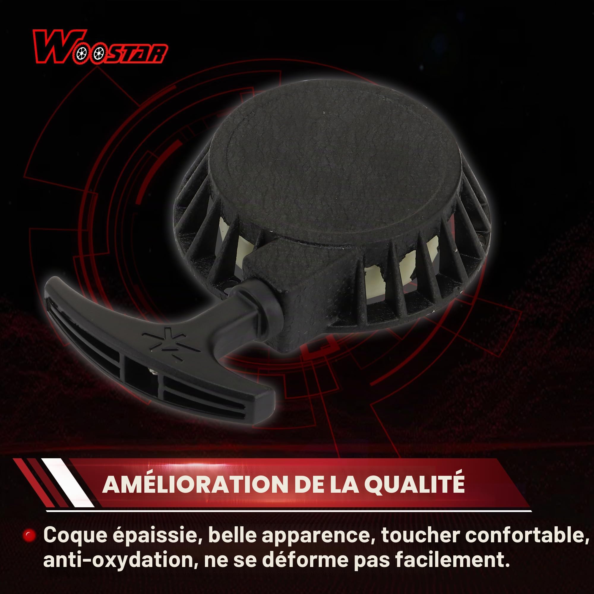 WOOSTAR Démarreur à Rappel avec 3 Boulons Remplacement pour 2 Temps 47cc 49cc 50cc Mini Pocket Bike Moped Dirt Pit Bike