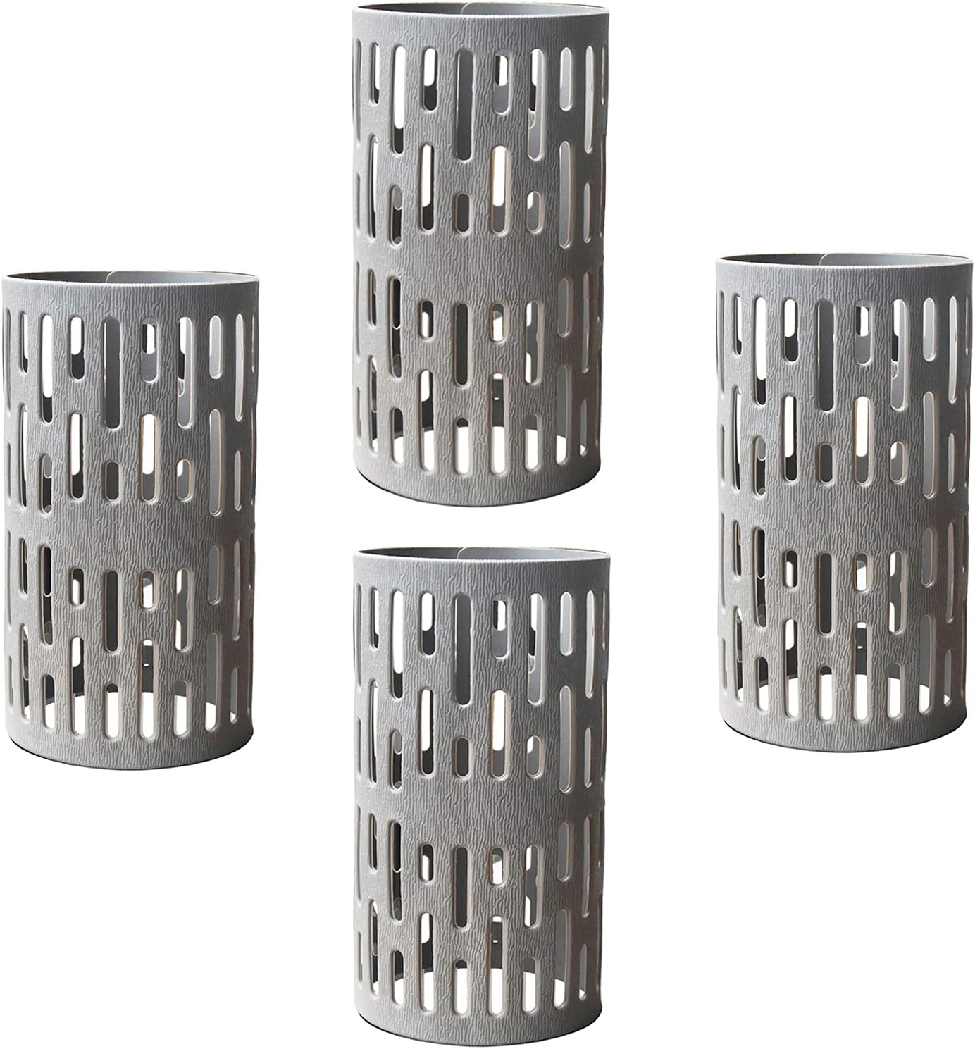 Angchine 4PCS Grey PVC Tree Trunk Protectors - Resizable Sapling Guards Against Mowers, Animals, Sun Scald - Reusable Bark Fence