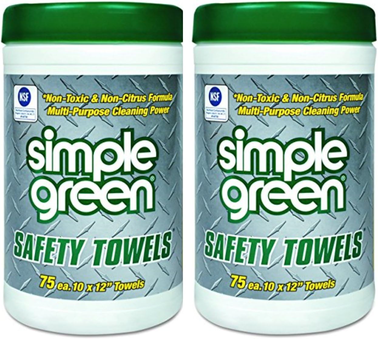 Simple Green 13351 Lint Free Polypropelyne Industrial Safety Towel Canister, 75 Wipes (2)