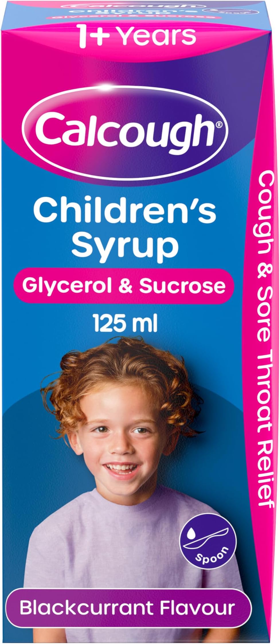 Children's Syrup, Cough & Sore Throat Relief for 1+ Year, Blackcurrant Flavour, 125ml