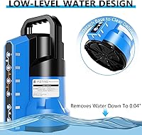 Vista 5 de FOTING Sump Pump 3/4HP Automatic Submersible Water Pump, 2400GPH Thermoplastic Electric Portable Transfer Water Pump for Swimming Pool Garden Pond