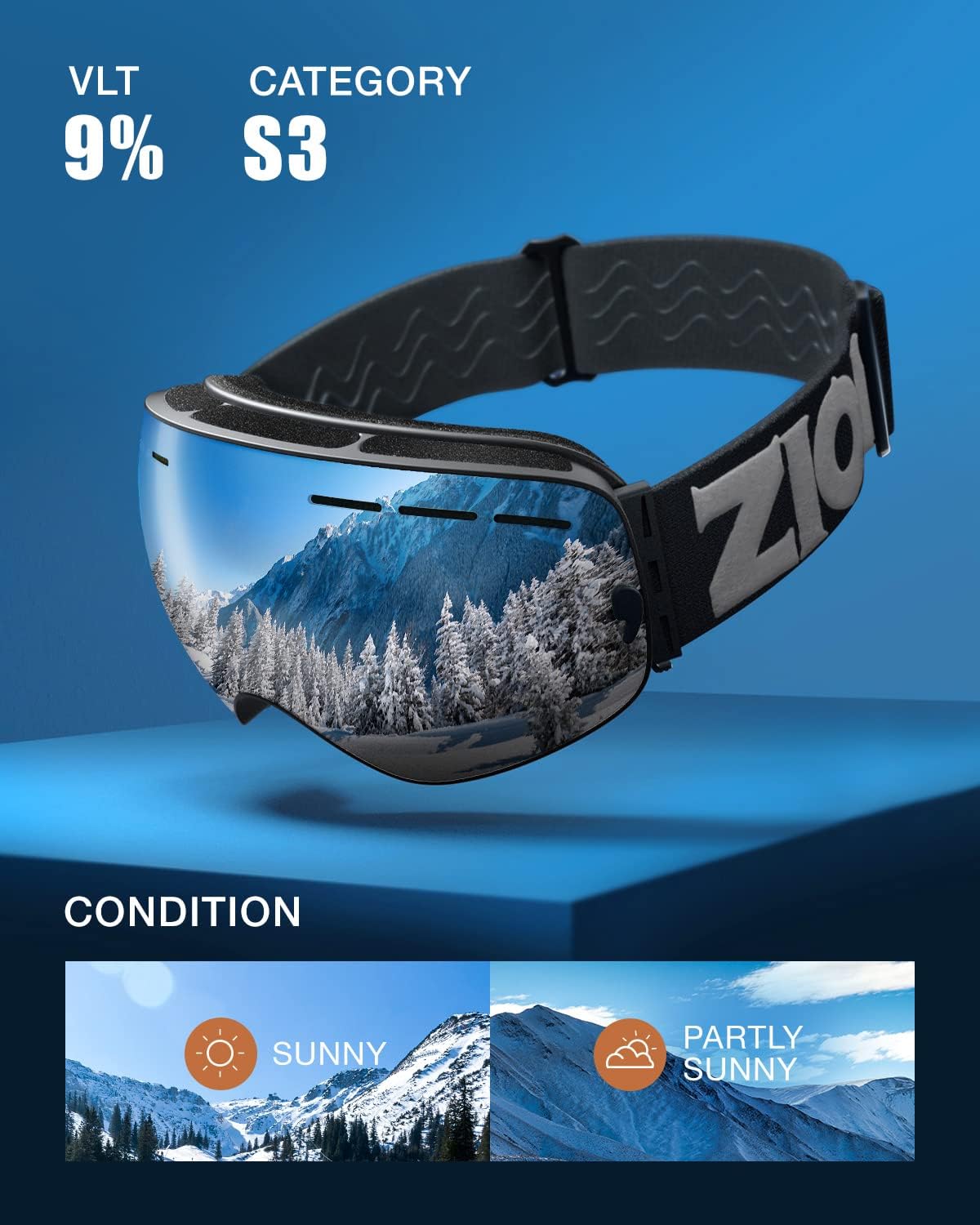 ZIONOR X Ski Snowboard Snow Goggles OTG Design for Men & Women with Spherical Detachable Lens UV Protection Anti-Fog : Sports & Outdoors