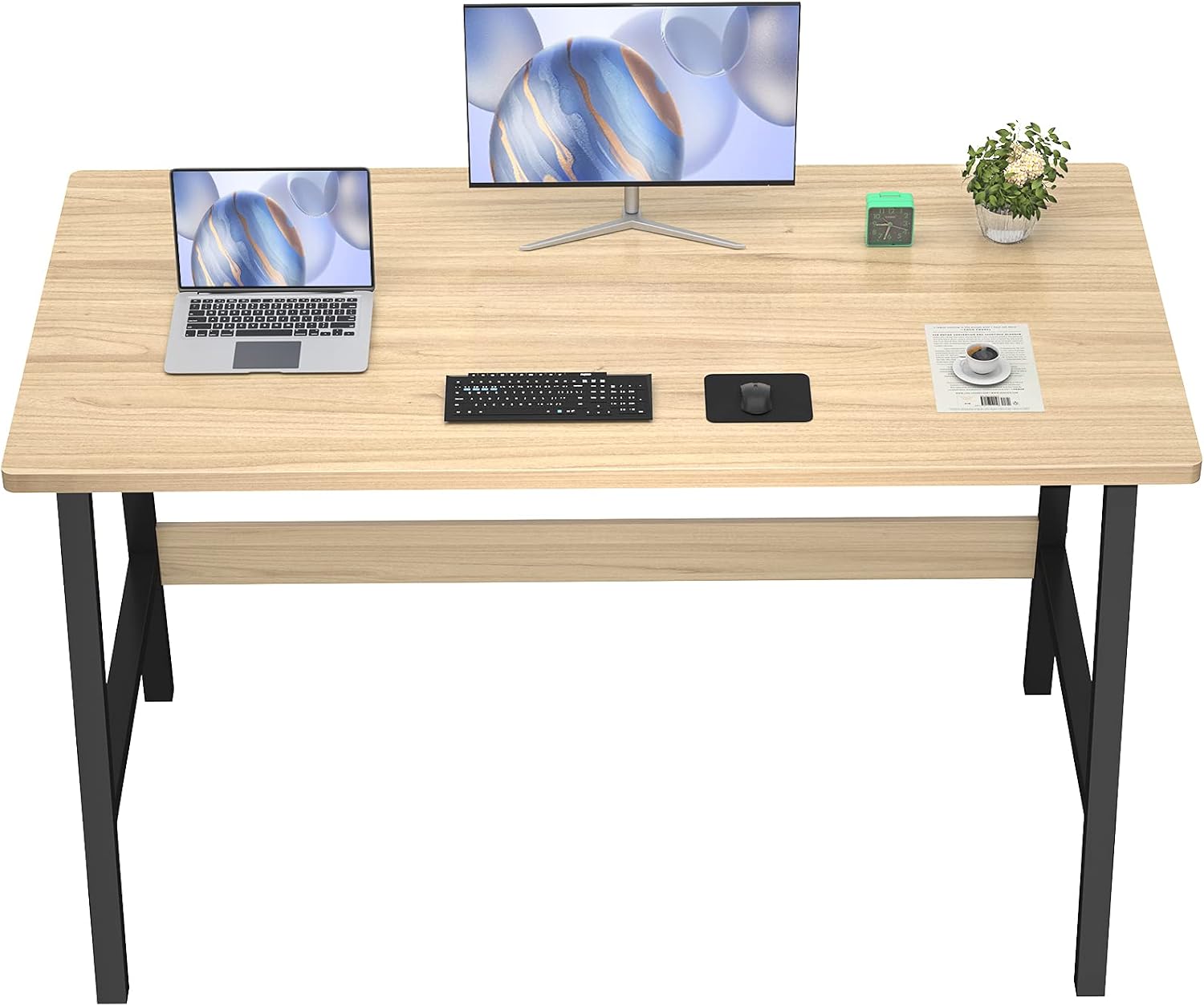 Homfio Computer Desk 39 Inch Modern Sturdy Writing Desk, Small Desk for Small Place, Home Office Desk with Metal Legs Industrial Tiny Table, Space Saving, Easy to Assemble, Walnut