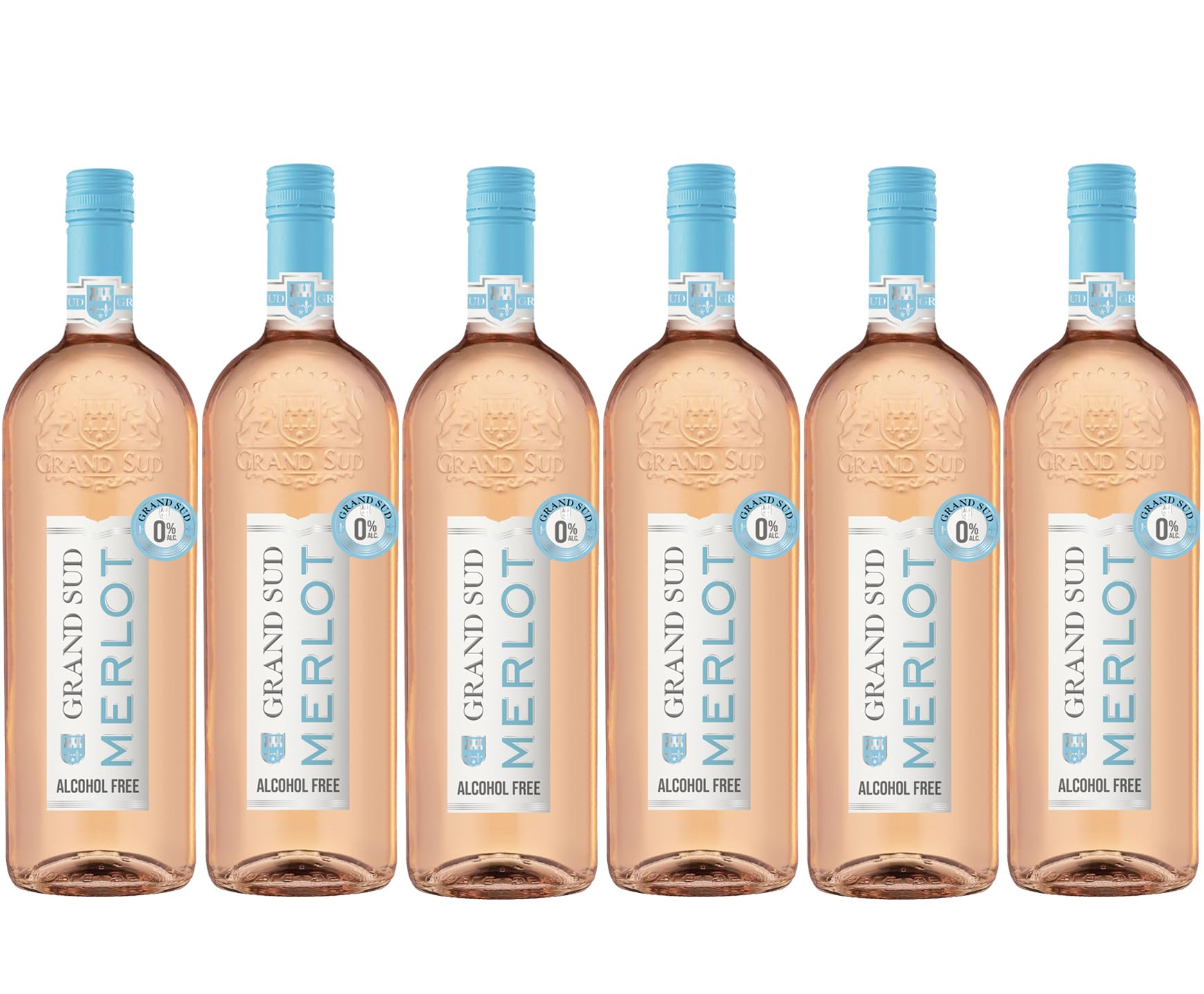 Grand Sud - Alkoholfreier Roséwein, Frischer und fruchtiger Merlot Rosé (6 x 1 L)