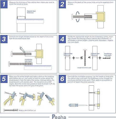 Miniatura 5 de Peaha PHJ22BK - Manijas para cajones de alacenas, color negro, barra cuadrada en forma de T Perillas para muebles de acero inoxidable paquete de 5