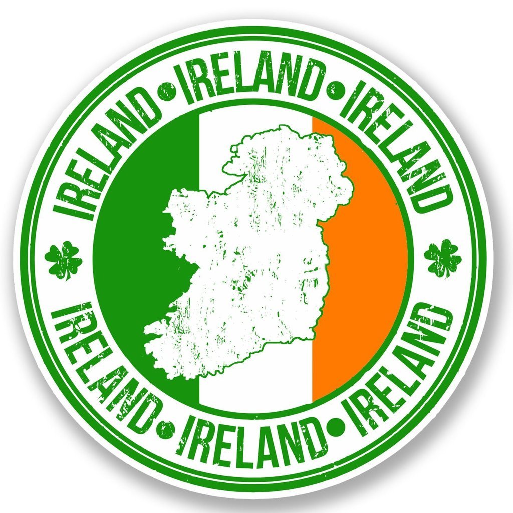 2 x 10cm/100mm Ireland Irish Flag Map Vinyl SELF Adhesive Sticker Decal Laptop Travel Luggage Car Bike Sign Fun #4930