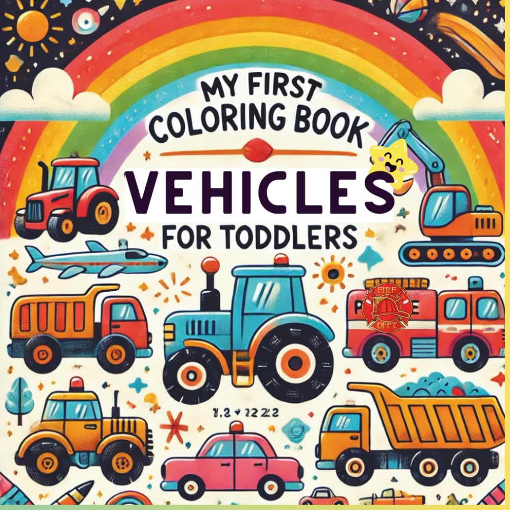 My First Coloring Book VEHICLES for Toddlers Ages 1-3: 45 Simple and Big Images of Vehicles to Discover and Color Car, Boat, Plane, and many more