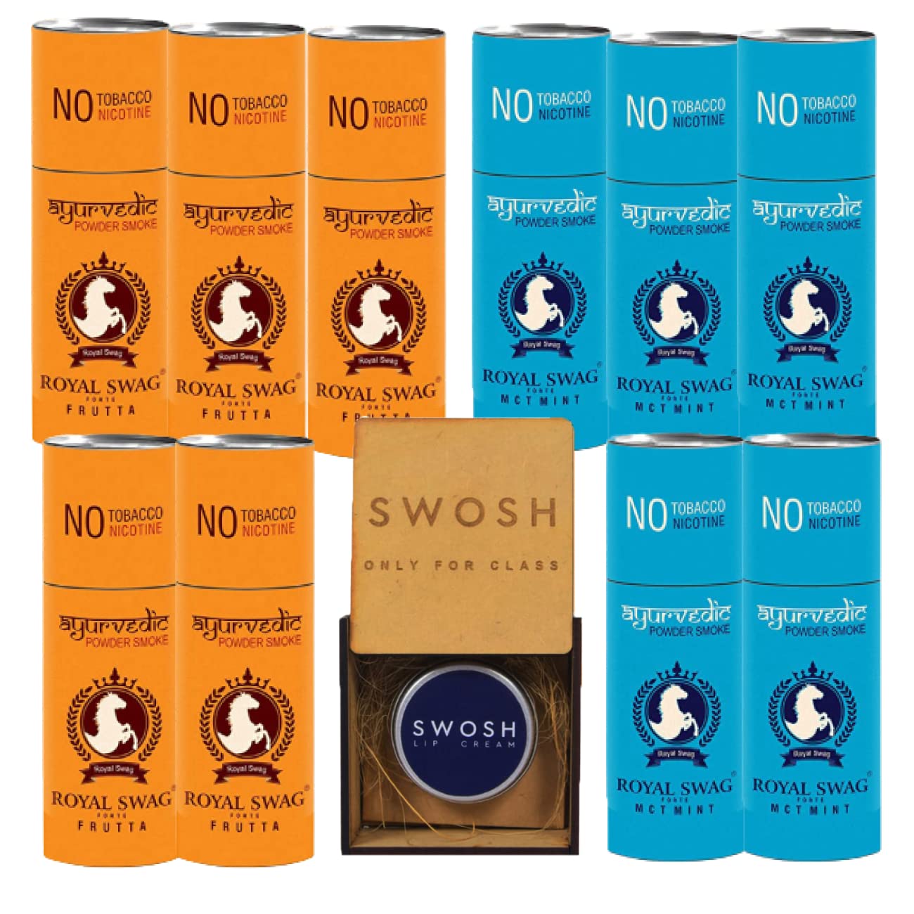 ROYAL SWAG Herbal Cigarettes(Frutta, Mint Flavoured) 100% Tobacco and Nicotine Free(50 Sticks) with SWOSH Lip Brightening Cream for Smokers(15 Gram)