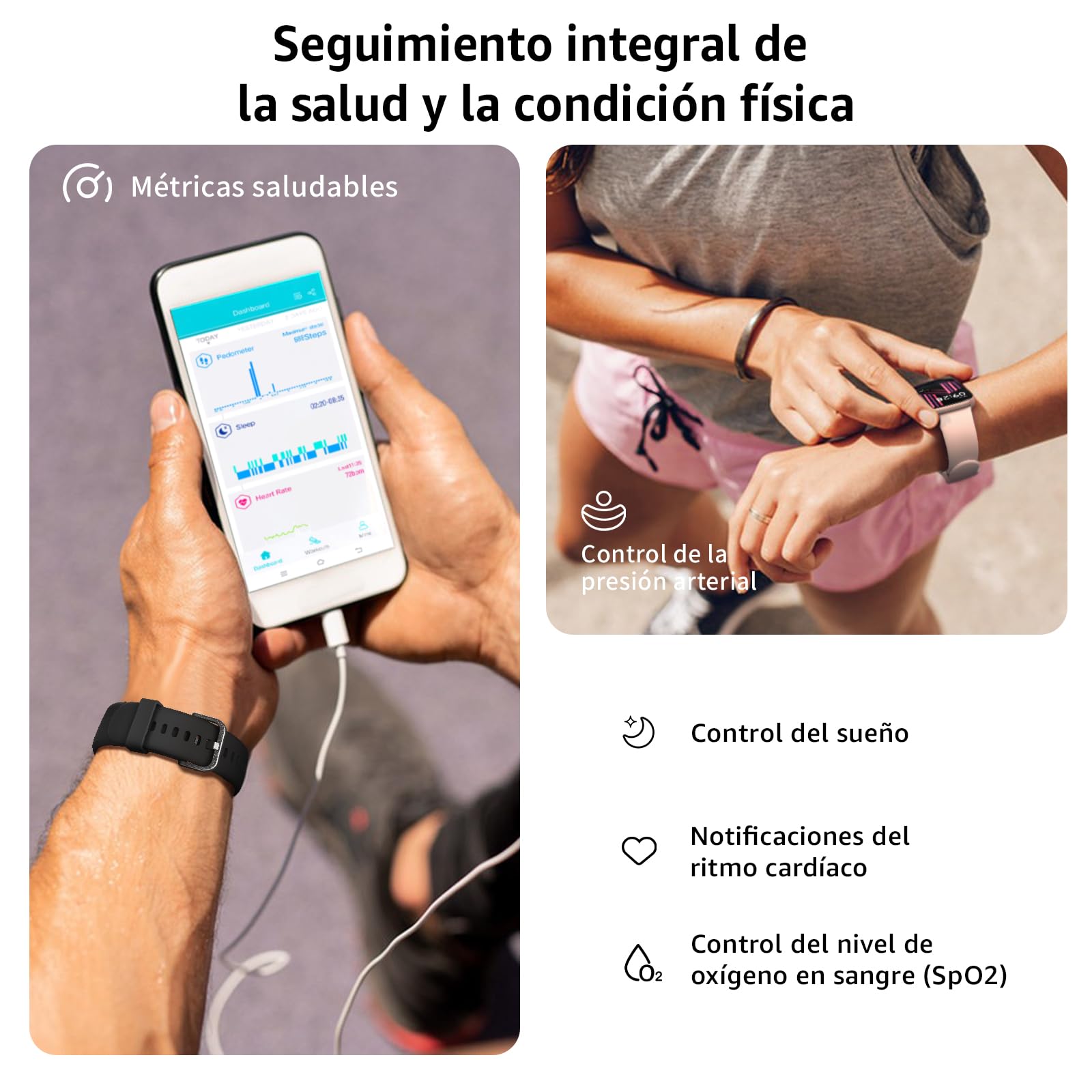 AcclaFit Reloj Inteligente Mujer Hombre, 1.85" Smartwatch con Llamadas Bluetooth, 140+ Modos Deportivos con SpO2/Pulsómetro/Monitor de Sueño/Podómetro, Impermeable IP68 para Android iOS Pink