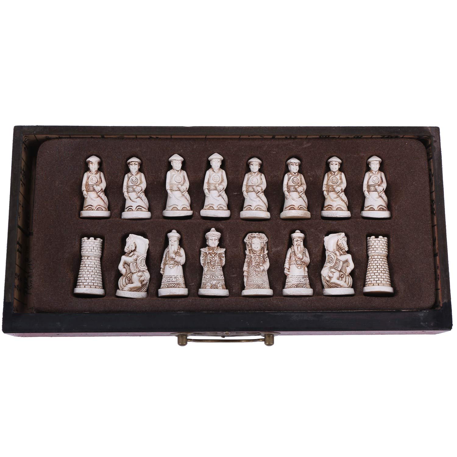 32 Piezas/Juego Mesa de Madera de Ajedrez Juegos de Ajedrez Chinos Regalo de ColeccióN Vintage de Resina Regalos Premium de CumpleañOs de Navidad de Pieza Juego de Mesa
