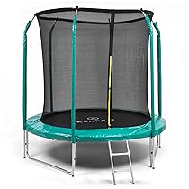 Klarfit Tappeto Elastico Bambini da Giardino, Trampolino da Esterno, Con Copertura Pioggia, Protezione UV, Scaletta, Rete Protezione, Saltarello 250cm