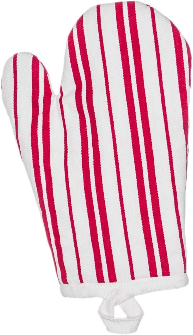 Handstand Kitchen Child's 100% Cotton Bold Print Apron, Mitt and Chef's Hat Set - Classic Red Stripe