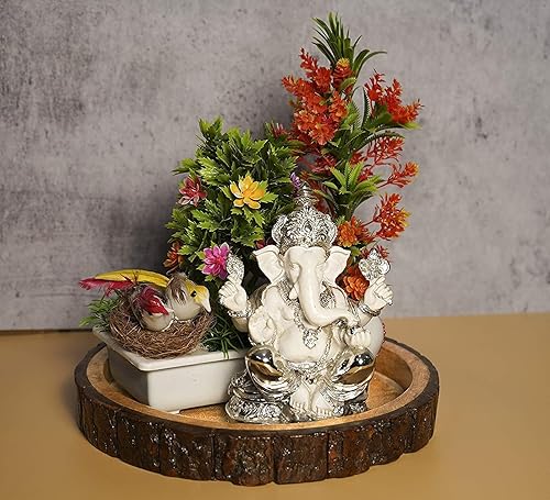 1 losa redonda de madera barnizada con bordes de corteza, centro de mesa rústico para bodas u hogares, bandeja de tronco de árbol de madera natural,