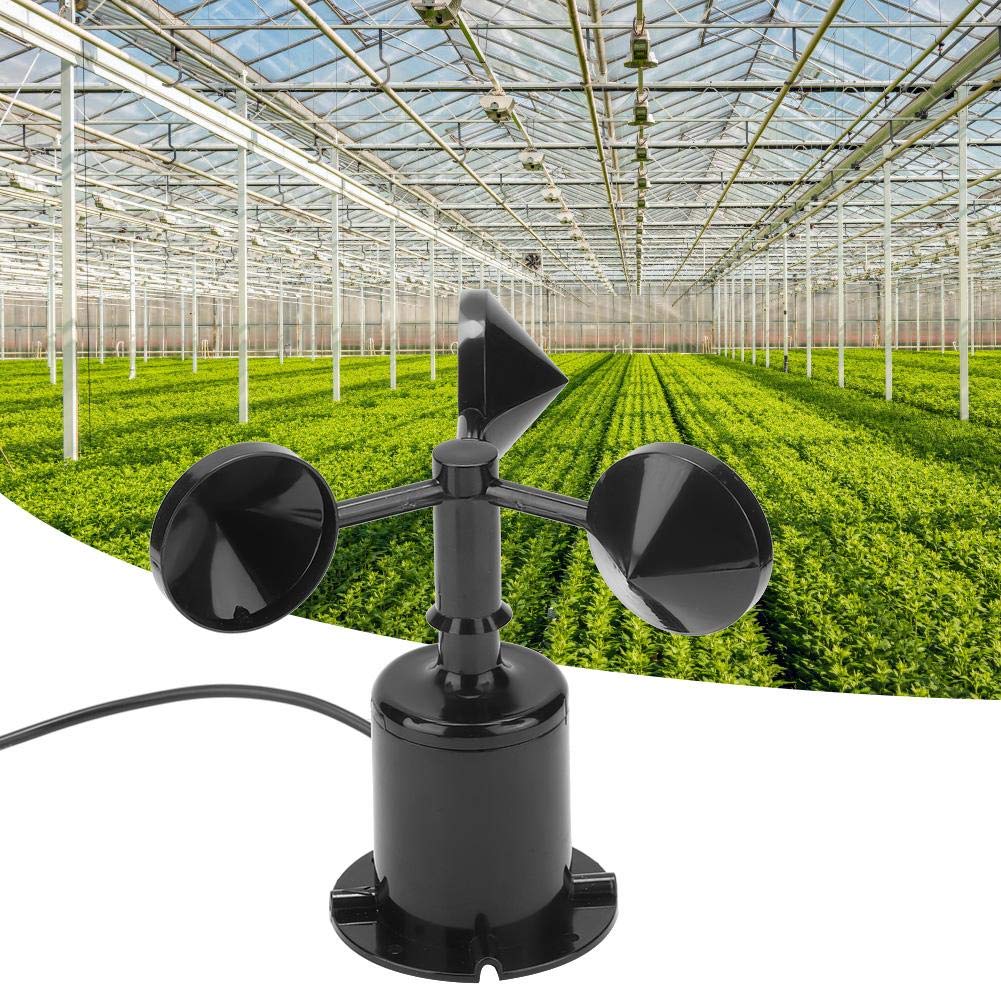 Anemómetro Rtae del viento, 0-70 m/s 5-30V DC Alta precisión Medio ambiente Salida de señal Pulso Tres tazas Sensor de velocidad del viento para invernaderos Barcos Estaciones meteorológicas del muell