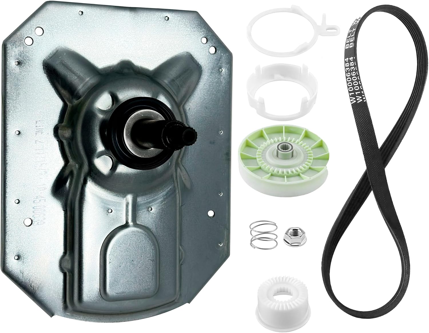 US-Based Supplier – W11454372 Washer Gearcase Assembly Durable OEM Transmission with W10721967 Washer Pulley Clutch Kit and W10006384 Washer Drive Belt - Replaces W10735110 W11255272 W11423758