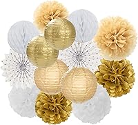 Vista 18 de Serpentinas de Decoraciones de Fiesta Arcoíris Pastel - 14 piezas Suministros de Cumpleaños para Niños y Niñas, Abanicos de Linternas de Papel Rosa