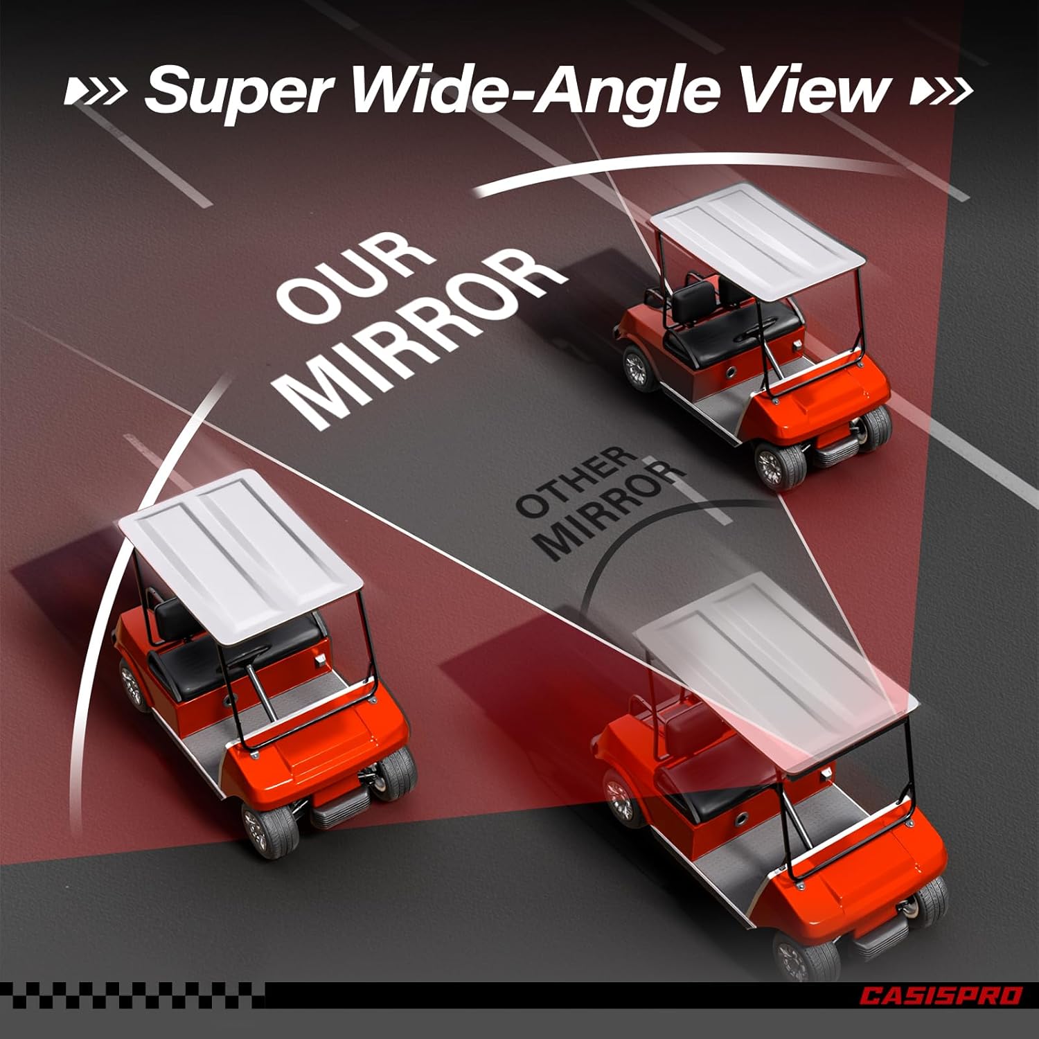 Universal Golf Cart 4 Panel Rear View Mirror for EZGO Yamaha Club Car, Wide Angle Golf Cart Mirrors, No Blind Spots - Image 4