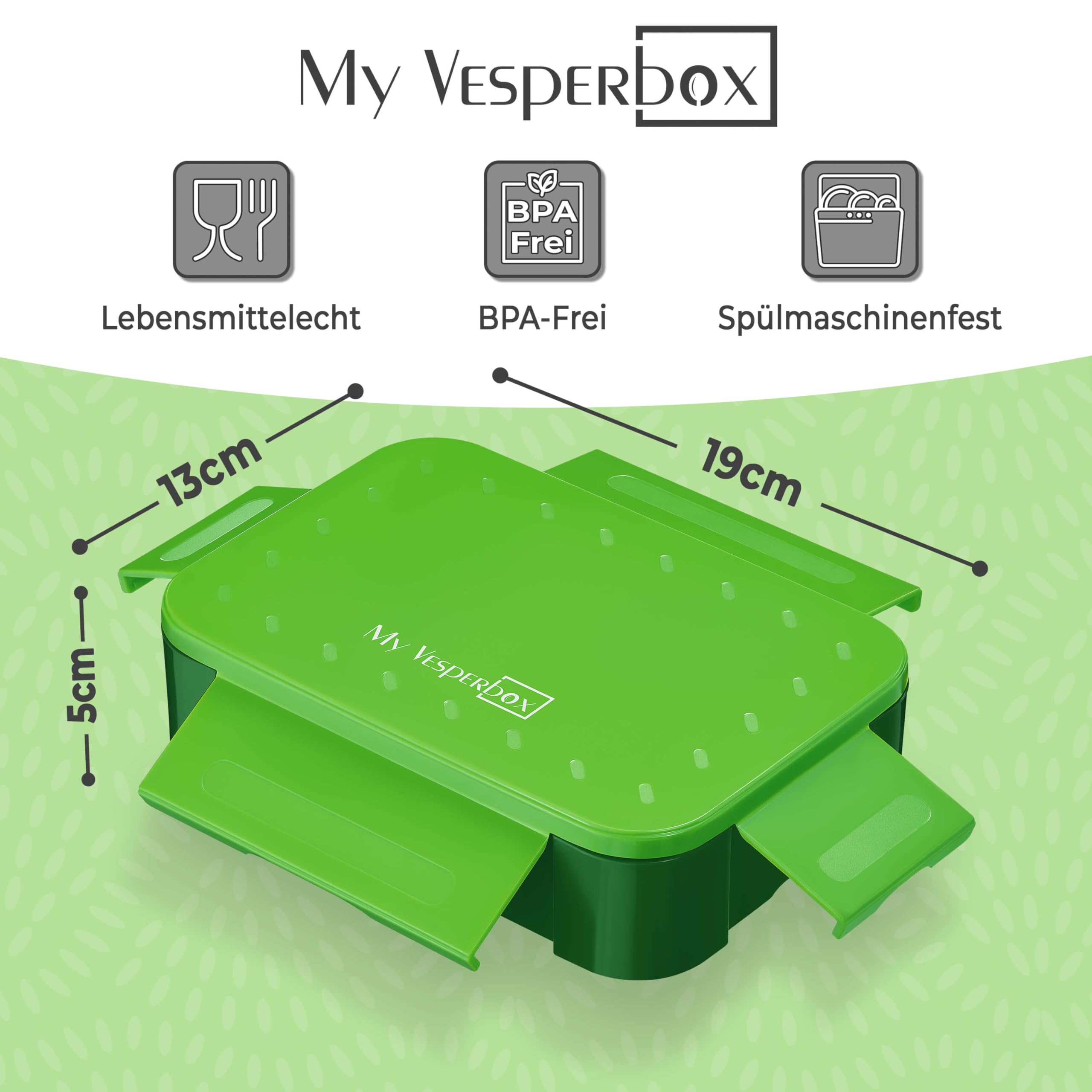 My Vesperbox - Zestaw Mini Lite – Bento Box i butelka na napoje 500 ml – pudełko na lunch z regulowanymi przegródkami – pudełko śniadaniowe dla dzieci – zabezpieczone przed wyciekiem, nie zawiera BPA