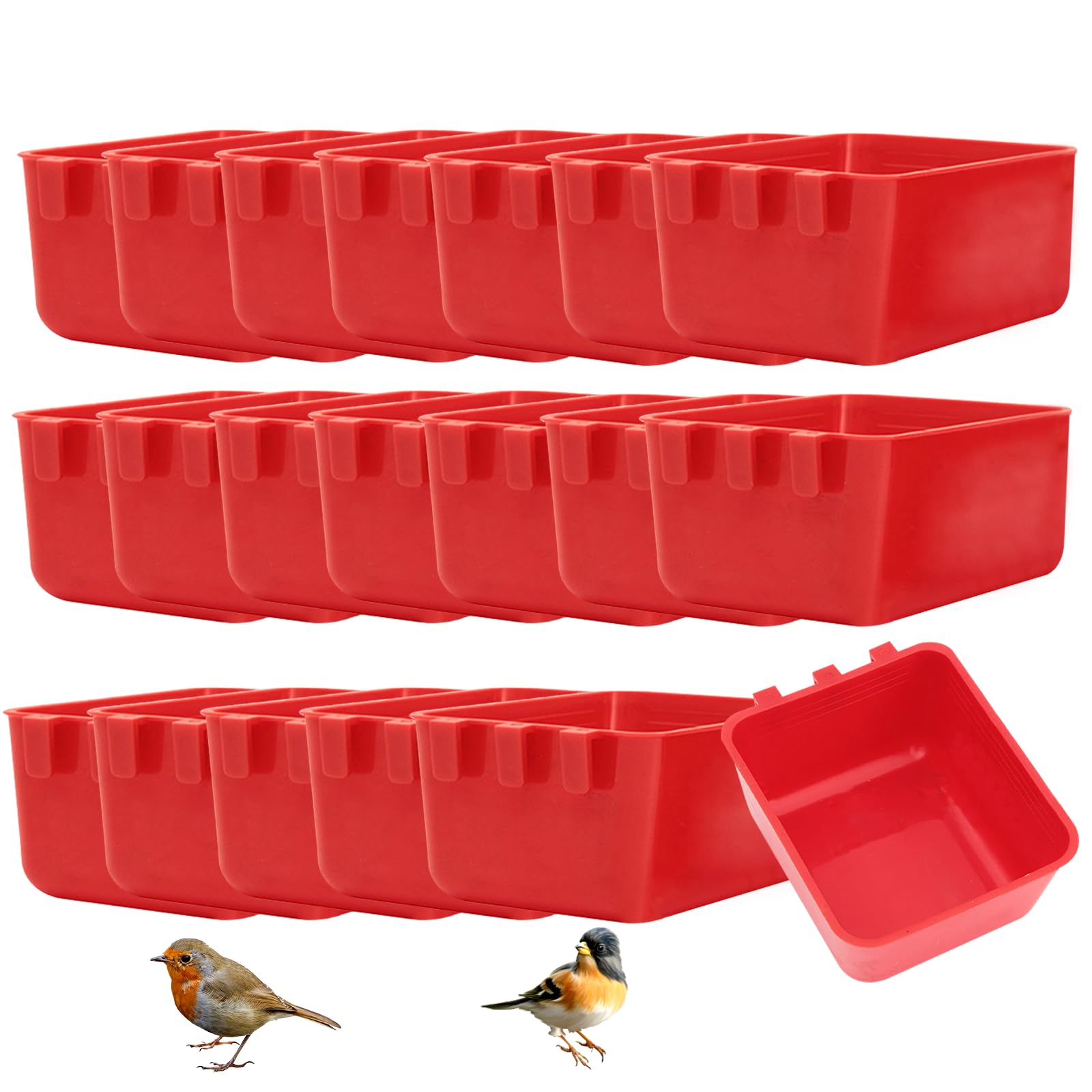 Qivine 20pcs Comedero para Jaula de Pájaros, Comedero para Pájaros, Comedero de Plástico para Pájaros, Comedero para Loros, Comedero para Gallinas Palomas, Accesorios Comederos para Pájaros