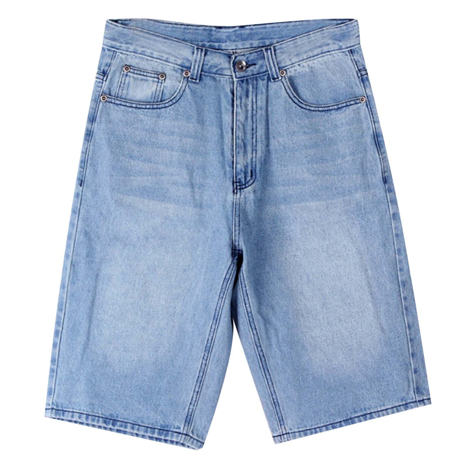 Short en jean 3/4 pour homme - Rétro - Baggy - Jambe large - Jambe droite - Y2K - Hip Hop Jorts - Short court - Grande taille - Bermuda ample - Pantacourt en denim - Pantalon cargo