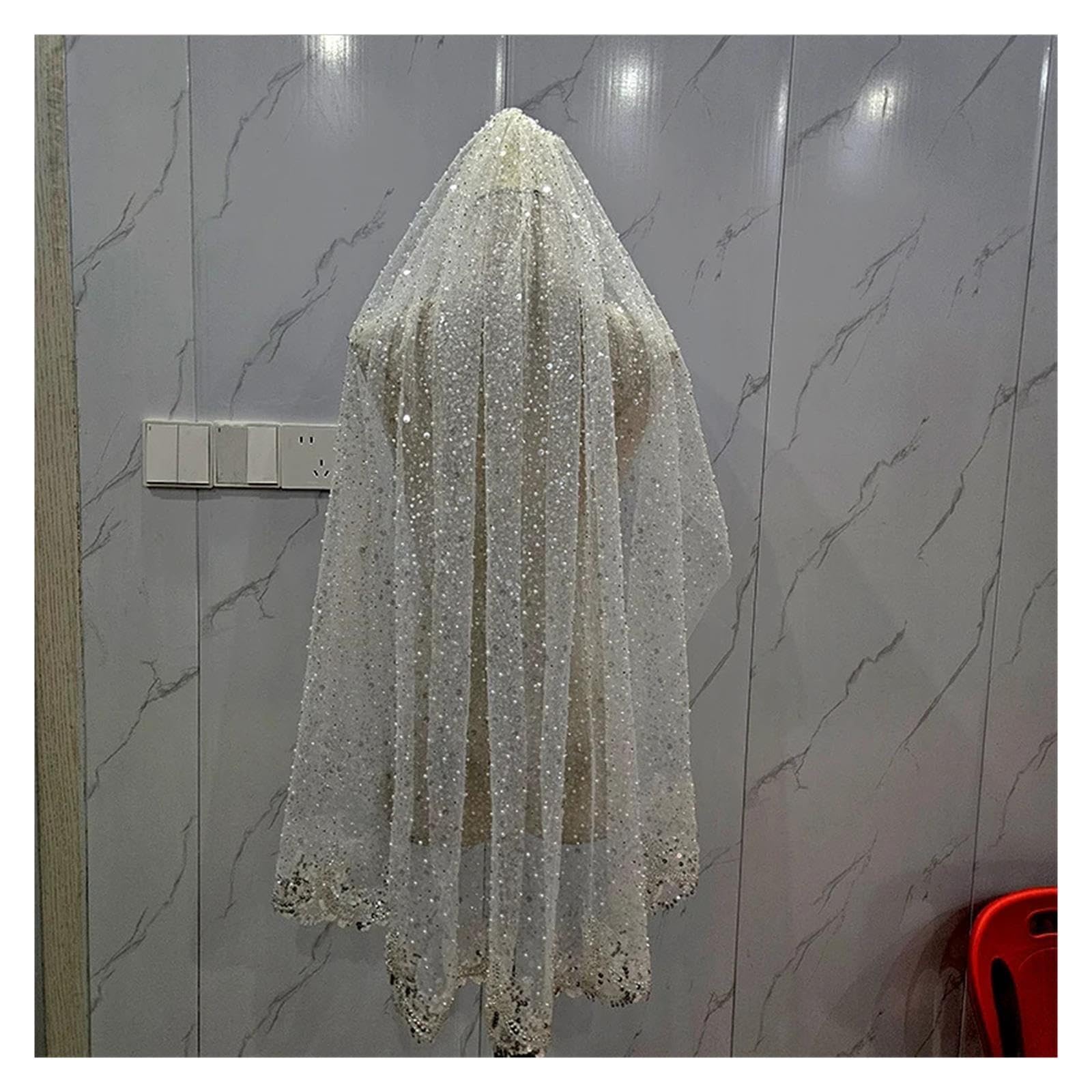 Velo da sposa con velo di diamanti paillettes luminose