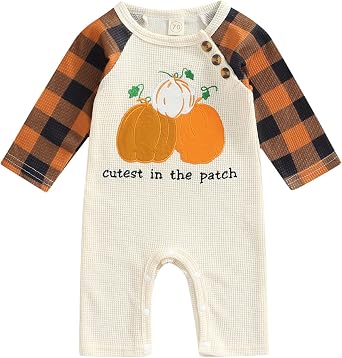 Baby Halloween Onesie Infant Newborn Boy Girl Outfit Cute Pumpkin Patch Long Sleeve Romper Jumpsuit Clothes