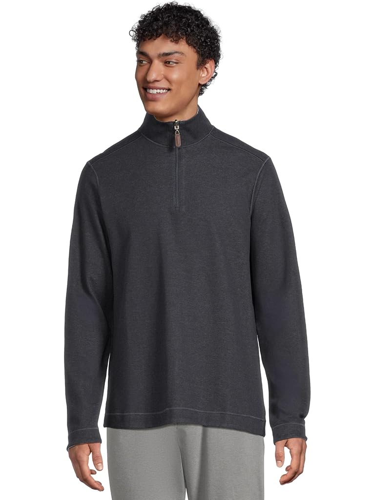 Navy Johnston & Murphy Reversible Solid Quarter-zip