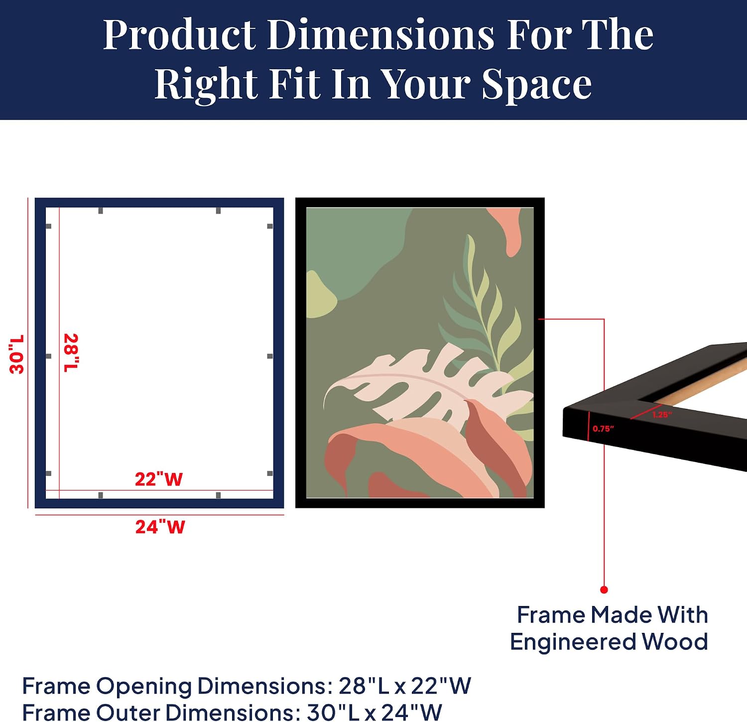 PFFO 22x28 Puzzle Frame, 1.25" Modern Matte Black Style, Clear Plexiglass, Strong Backing, Wall Hanging Hardware Included – Display for Puzzles, Art, Posters, or Pictures