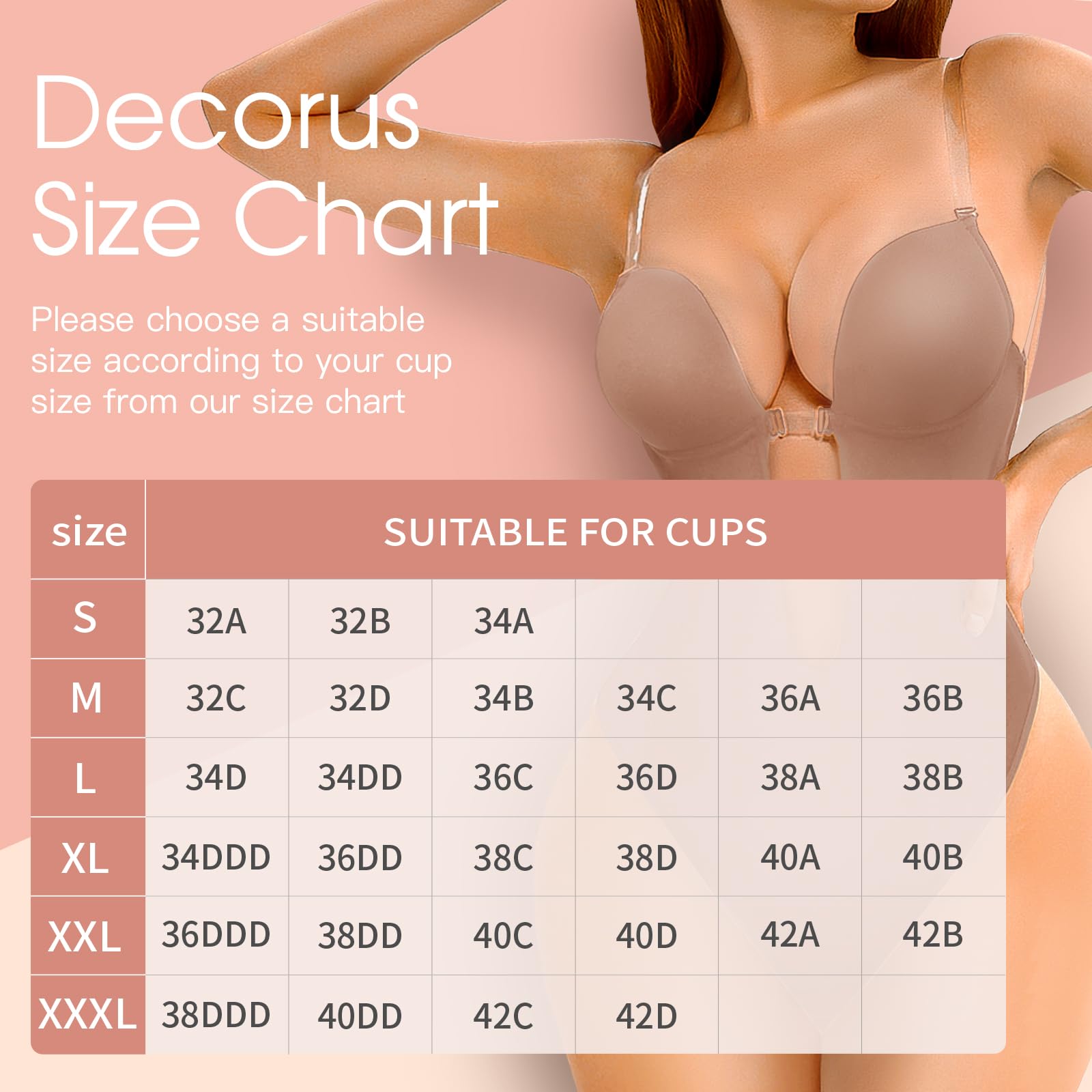 Decorus Body Shapewear Backless, Donna, Scollo Profondo, Controllo Pancia E Cosce, Senza Spalline