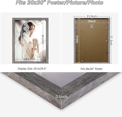 Vista 121 de Marco gris rústico de 18 x 24 pulgadas, marco para póster de 18 x 24 pulgadas, color gris envejecido, grande, retro, natural, 24 x 18 pulgadas