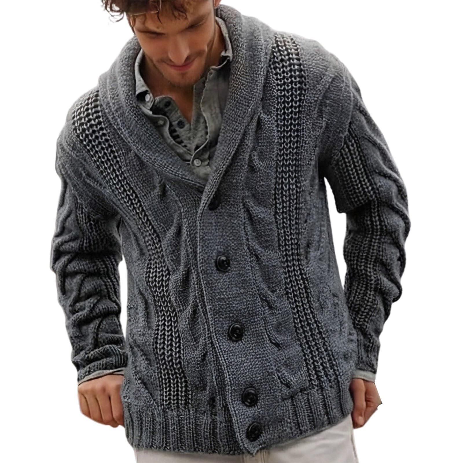 Suéter de punto con botones elegante y corte ajustado slim 6