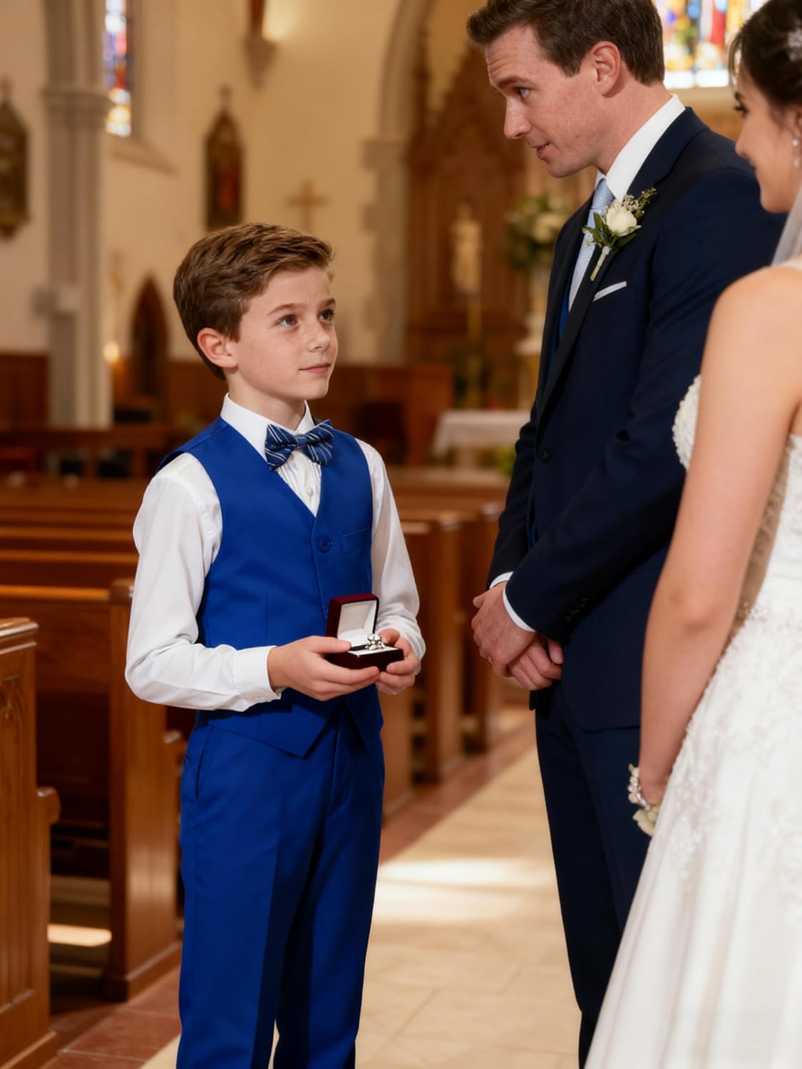 Boys Formal Suit Vest and Pants Set 6 Pieces Suits for Boy Wedding Ring Bearer Outfit for Kids Tuxedo