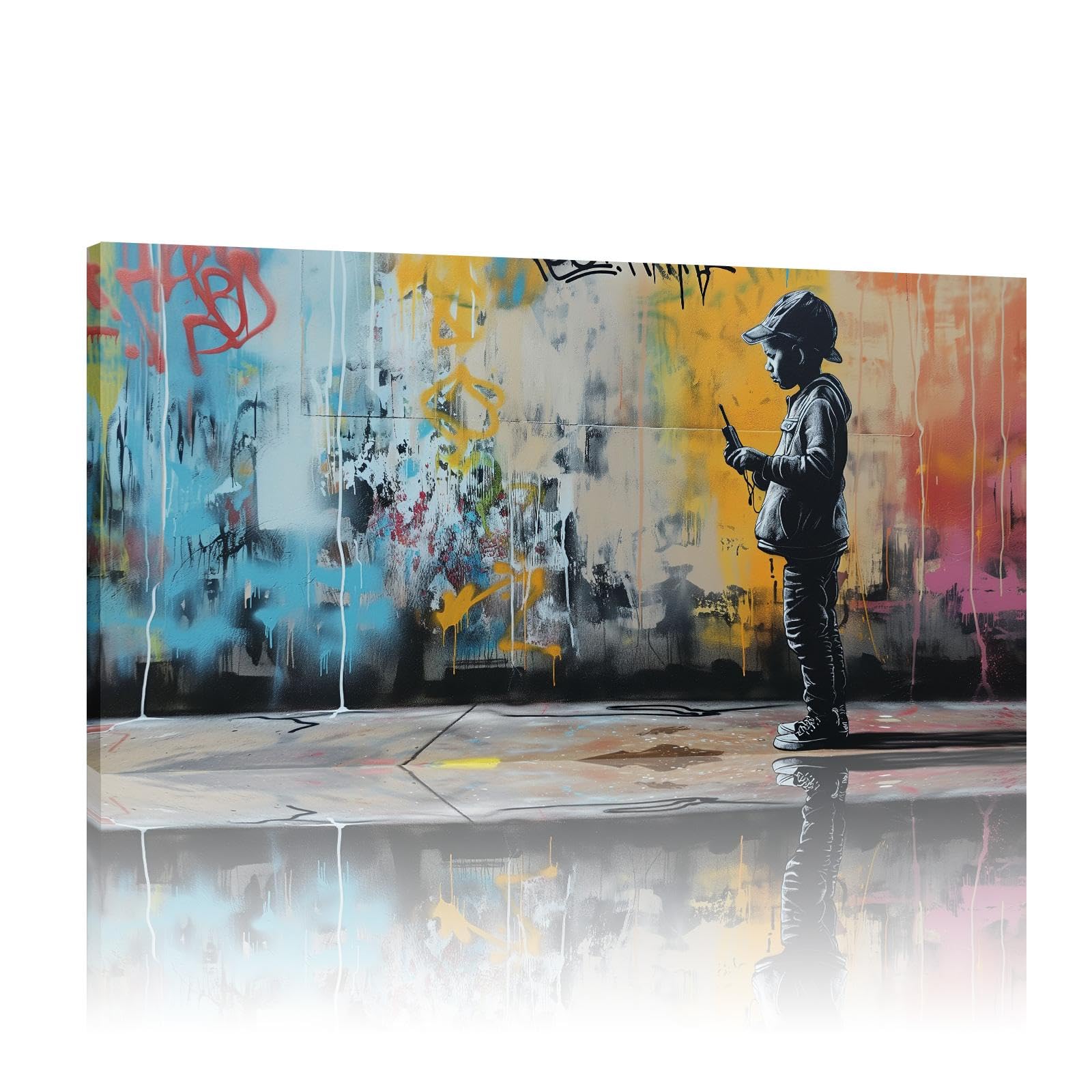 Toile murale graffiti pour raviver un mur blanc salon affiche street art moderne 50x100 - 7