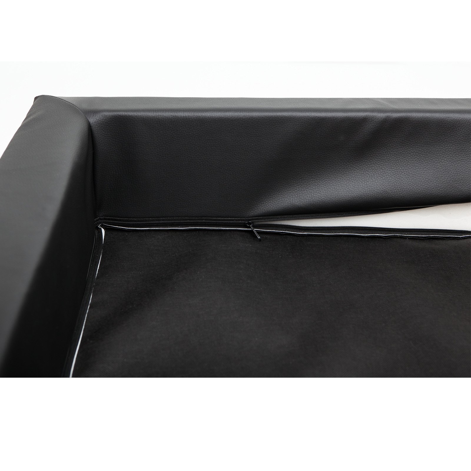 Hundebett Delux, Schwarz, Größe XXL 120x80cm, Kunstleder + aushaltbares Codurastoff